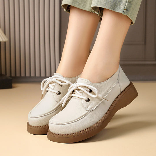 Damen Bequeme Schnürschuhe aus hochwertigem Leder mit ergonomischem Fußbett EB