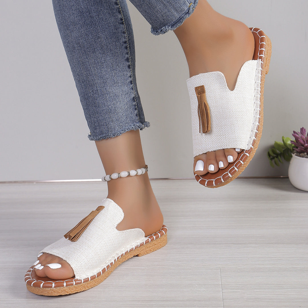 Damen Komfortable Clogs mit dekorativen Fransen und rutschfester Sohle EB