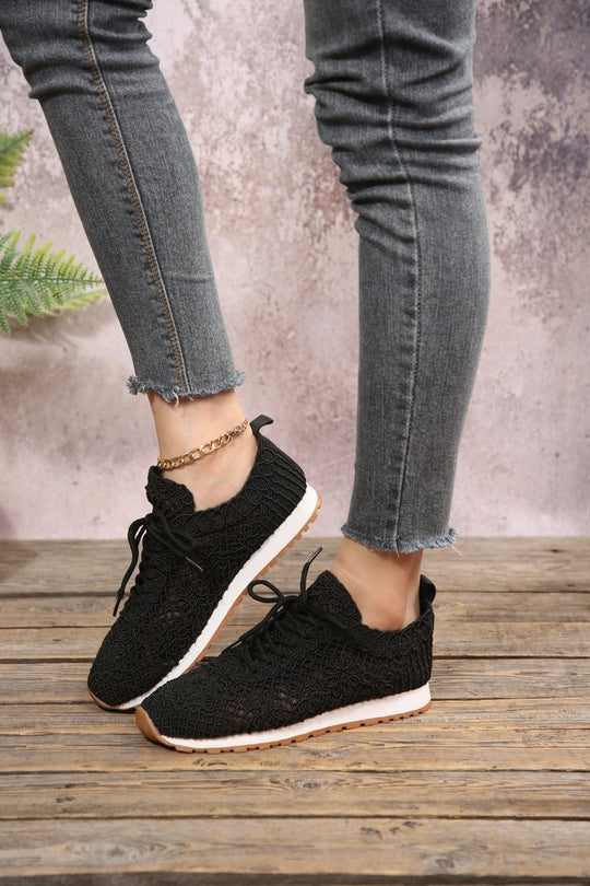 Damen  gestrickte Slip-On Plateau-Sneaker mit atmungsaktivem Obermaterial und gepolstertem Komfortfußbett EB