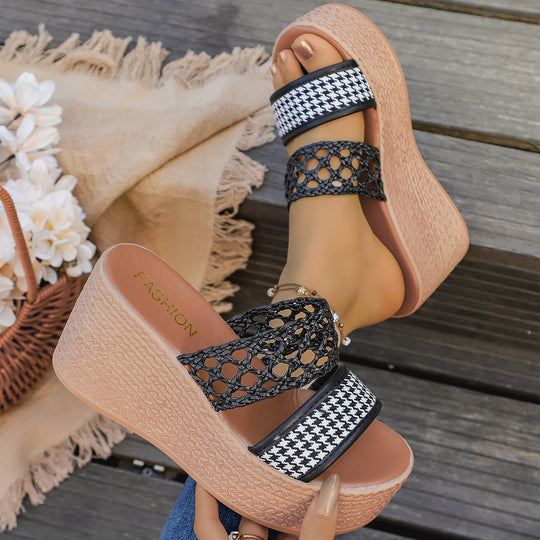 Damen Wedge-Sandalen mit geflochtenem Riemen und rutschfester Sohle EB