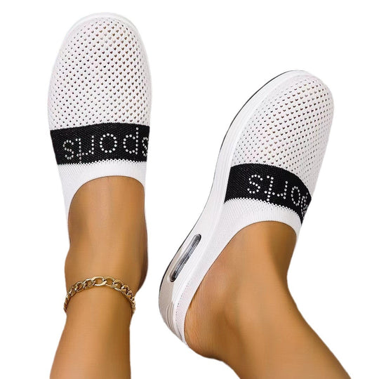Damen Sportliche Slip-On Sneakers mit atmungsaktivem Obermaterial und dämpfender Sohle EB