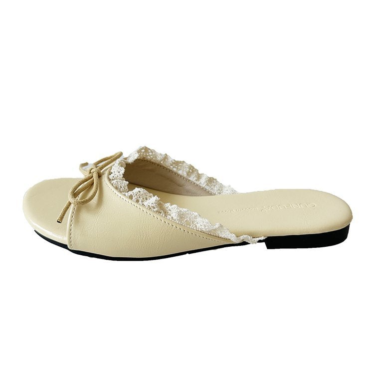 Damen elegante Mules mit Rüschenverzierung EB