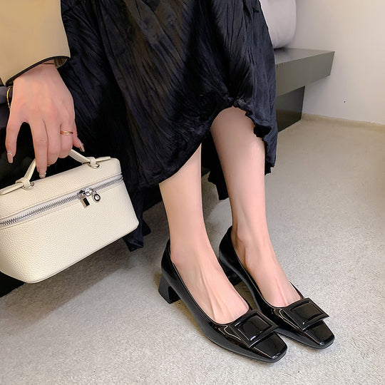 Damen elegante Chunky-Heels mit modischem Schleifen-Akzent EB