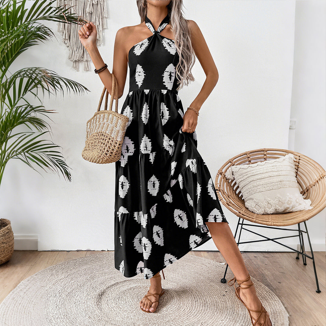 Damen Boho Maxikleid mit asymmetrischen Trägern EB