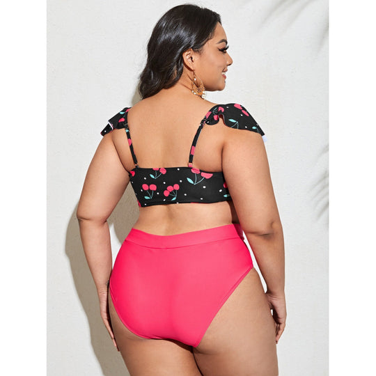 Damen Bikini-Set mit Raffinierter Rüschendetail und Bequemem Hohem Bund EB