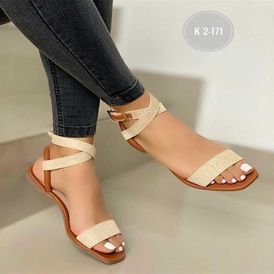 Damen Riemensandalen mit verstellbarem Kreuzriemen und funkelnden Akzenten EB