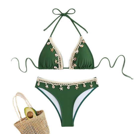 Damen Triangel-Bikini mit eleganten Muschelverzierungen EB