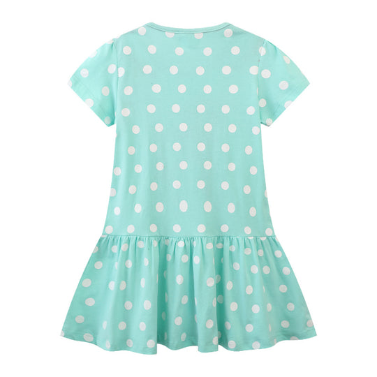 Mädchen Polka Dots Kleid mit süßem Reh-Design EB