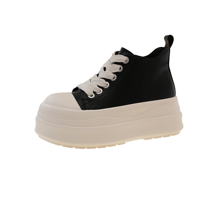 Damen modische Plateau-Hochschuh Sneakers mit dreifarbiger Sohle EB