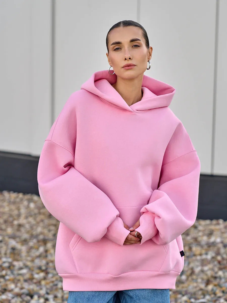 Damen Oversized Kapuzenpullover mit extra weitem Schnitt und Kängurutasche EB