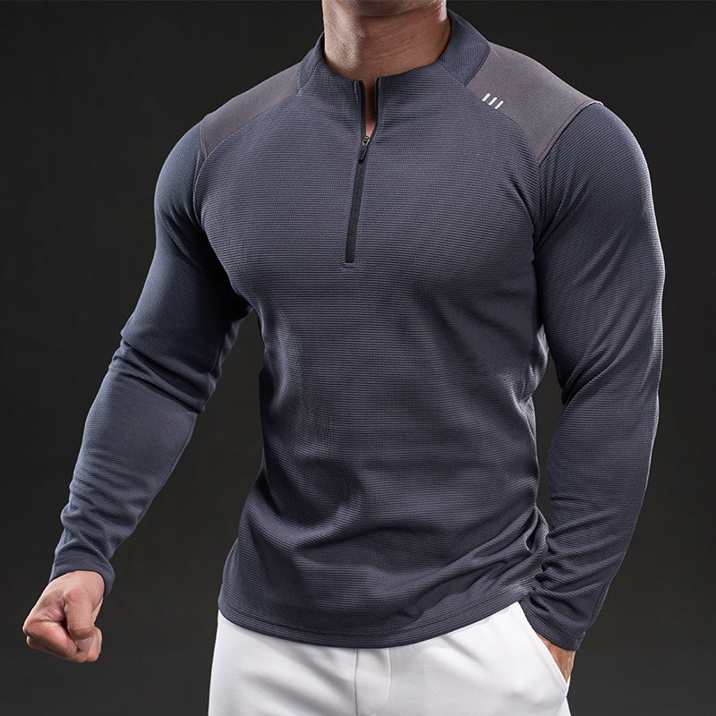 Herren Atmungsaktives Funktions-Langarmshirt mit kurzem Reißverschluss und Slim‑Fit EB