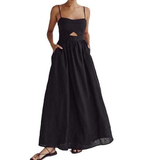 Damen Maxikleid mit hohem Beinausschnitt und raffiniertem Cut-Out EB