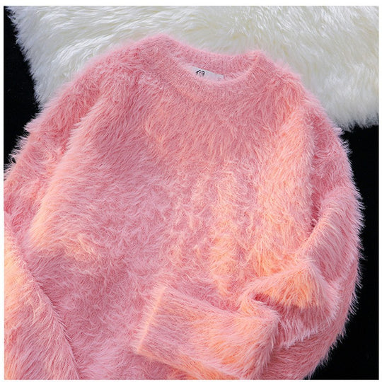 Damen Flauschiger Rundhalspullover EB