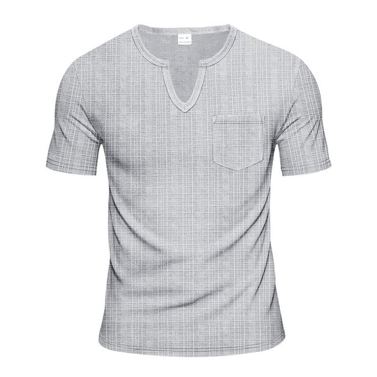 Herren Kurzarm V-Ausschnitt T-Shirt mit Brusttasche EB