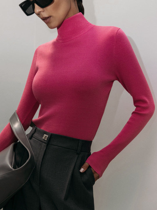 Damen Modischer Rollkragenpullover aus weicher Baumwolle EB
