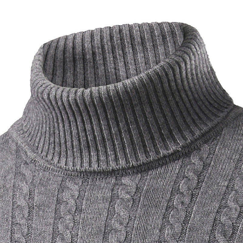 Herren stilvoller Rollkragenpullover mit Zopfmuster EB