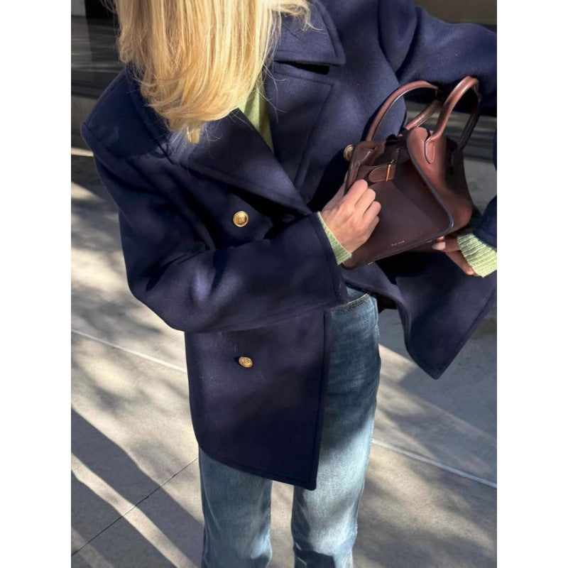 Damen Wollmantel mit doppeltem Knopfverschluss und elegance Schnitt EB