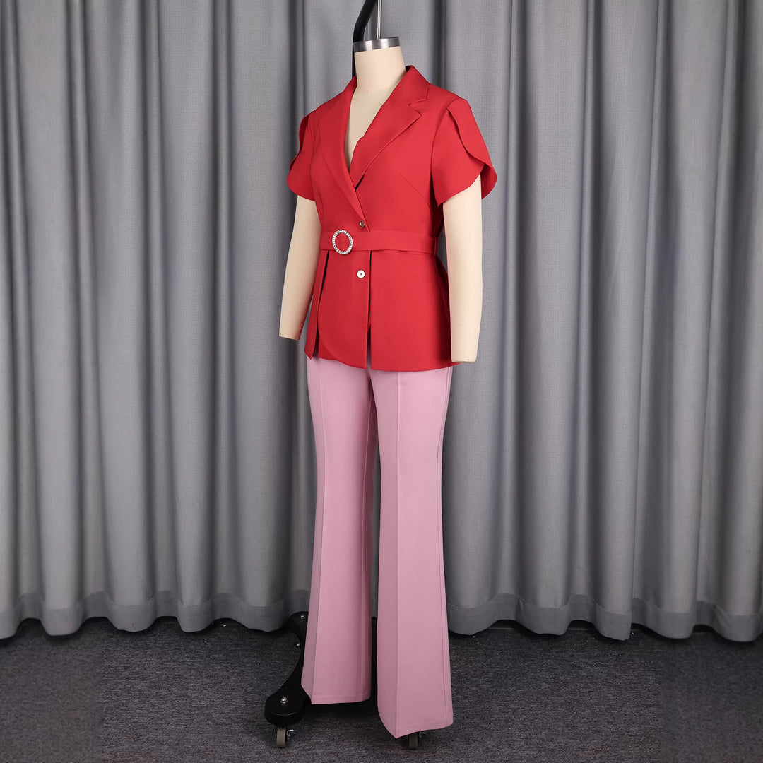Damen Chic geschnittenes Blazer mit Gürtel EB