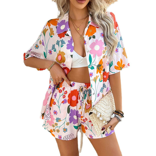 Damen Freizeitliches Blumenmuster Set EB