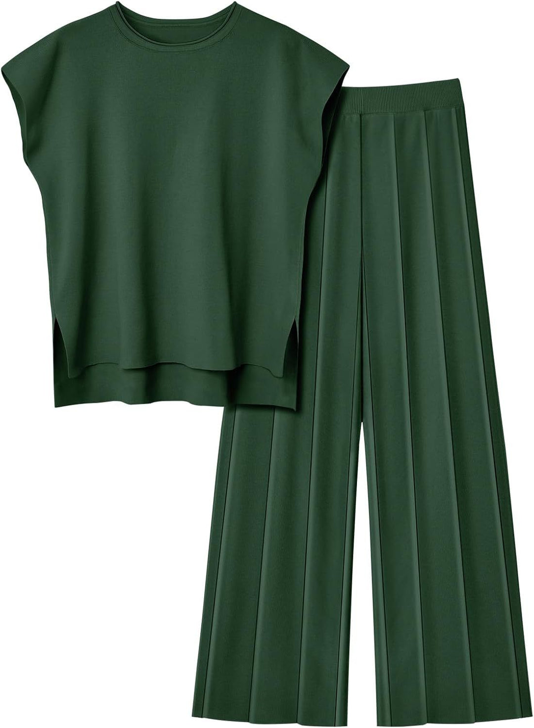 Damen elegantes Set mit kurzärmligem Oberteil und plissierter Hose EB