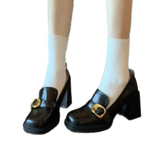Damen elegante Blockabsatz-Pumps mit modischem Schnallenverschluss EB