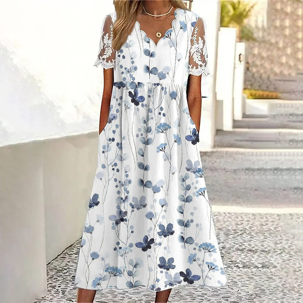 EB | Pendelkleid mit Blumendruck und V-Ausschnitt
