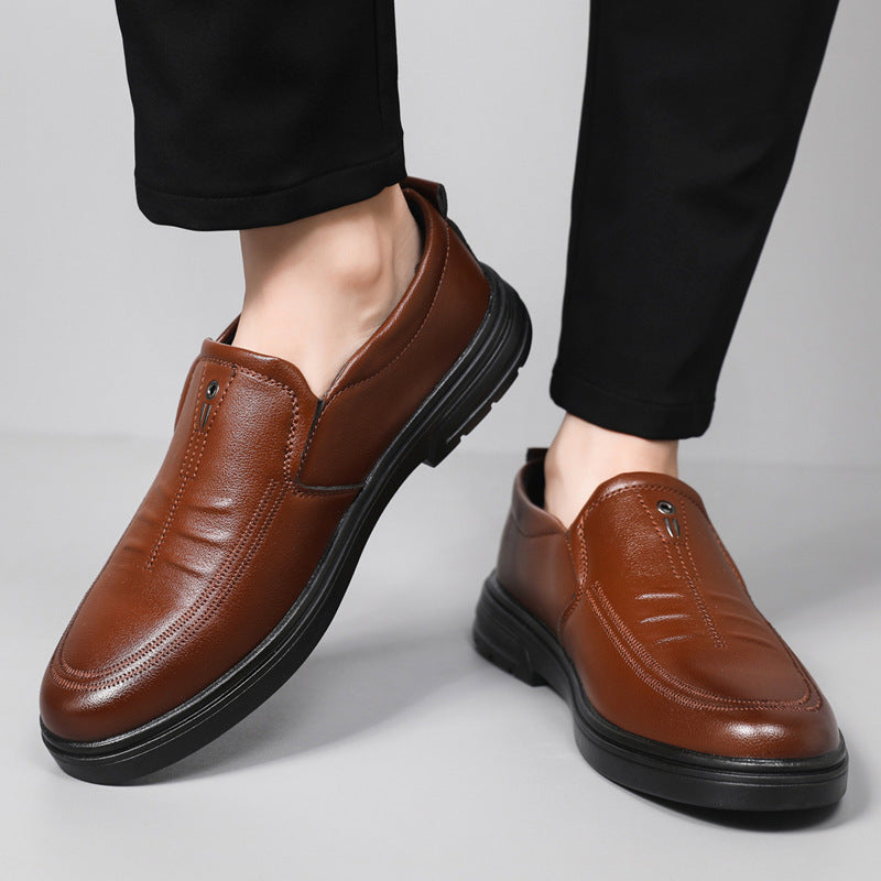 Herren Bequeme Slip-On Lederschuhe mit rutschfester Sohle EB