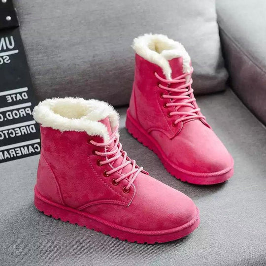 EB | High-Top Wildlederstiefel - Kunstfellfutter - Schnürung - Flache Gummisohle