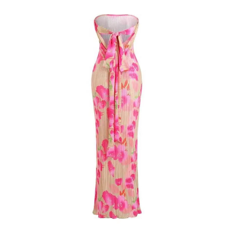 Damen figurbetontes Strapless-Kleid mit floralen Elementen EB