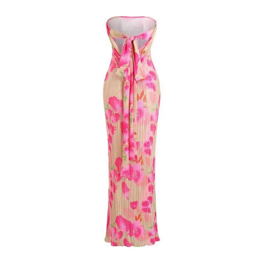 Damen figurbetontes Strapless-Kleid mit floralen Elementen EB