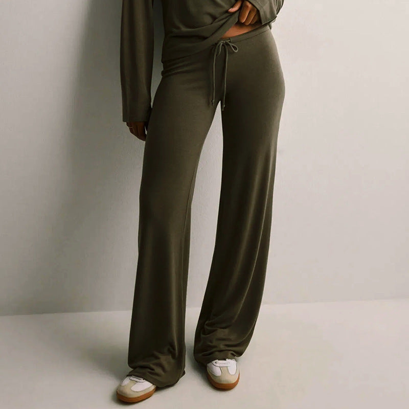 Damen bequeme Lounge-Hosen mit verstellbarem Bund EB