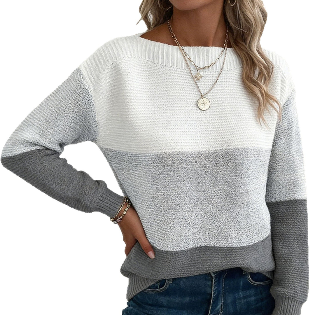 Damen Farbverlauf Strickpullover mit Boot-Ausschnitt EB