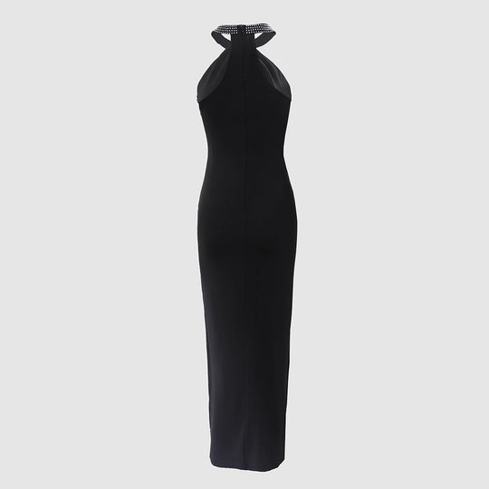 Damen glamouröses Abendkleid mit Chiffon-Schnitt und funkelndem Halsbereich EB