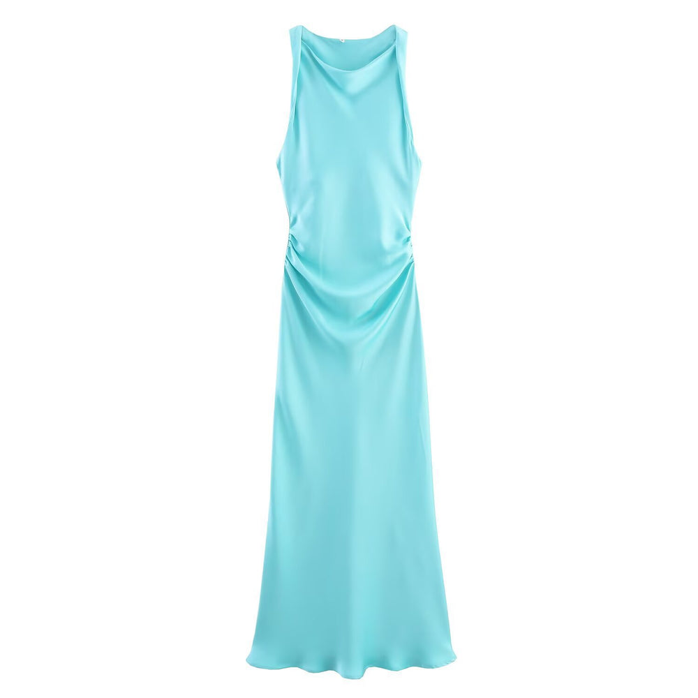 Damen elegantes Sommerkleid mit fließendem Schnitt und charmanten Rüschendetails EB
