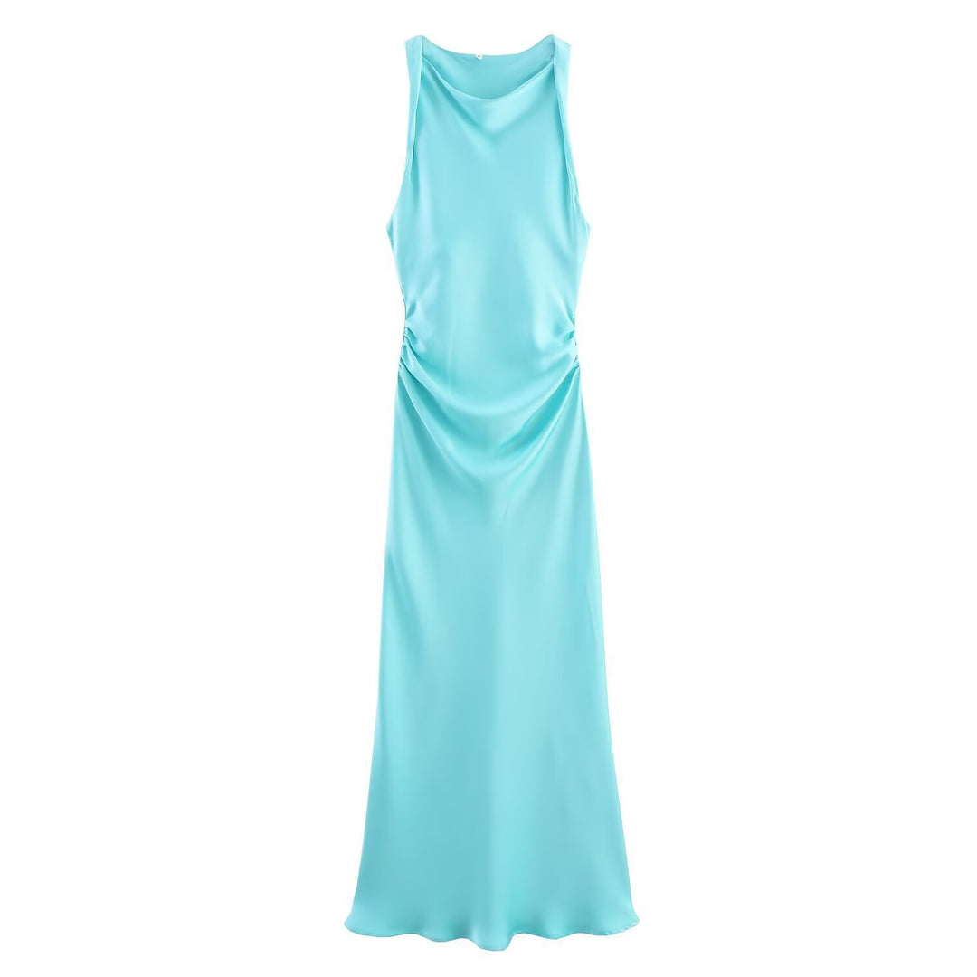 Damen elegantes Sommerkleid mit fließendem Schnitt und charmanten Rüschendetails EB