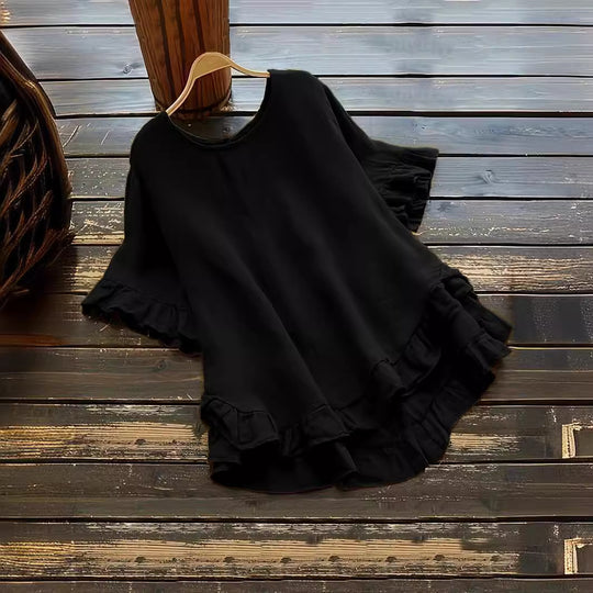 Damen lässiges Oberteil mit Rüschendetails und weit geschnittenem Design EB