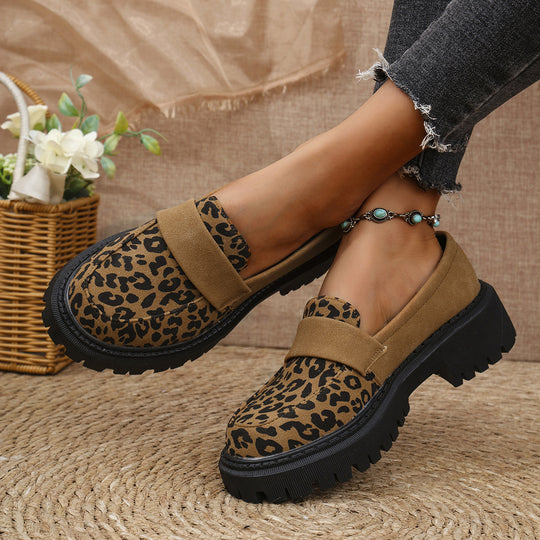 Damen Slip-Ons mit trendigem Leopardenmuster und dämpfender Sohle EB
