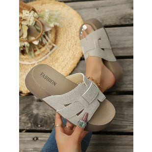 Damen Komfortable Mules mit modischem Riemendesign EB
