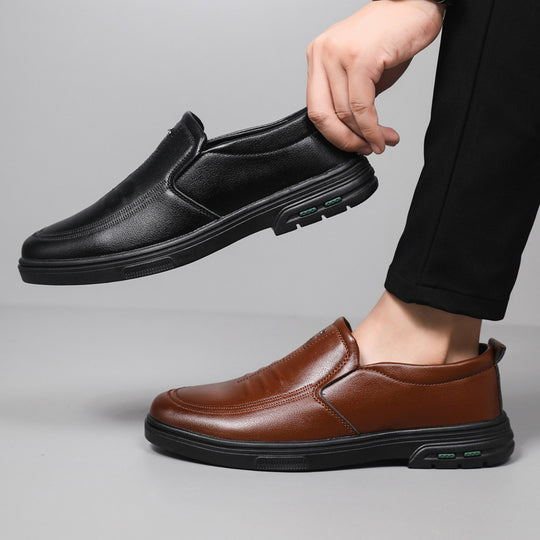 Herren Bequeme Slip-On Lederschuhe mit rutschfester Sohle EB