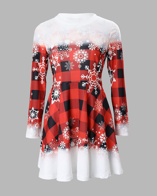 Damen Winterliches Minikleid mit festlicher Schneeflocken-Dekoration EB