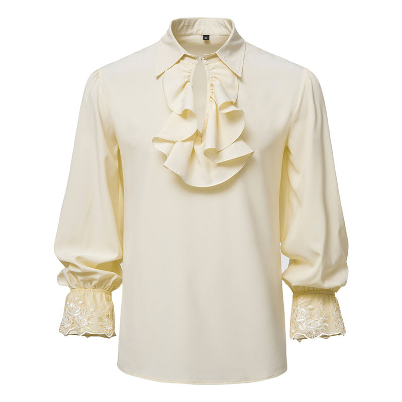 Damen Bluse mit Rüschendetails und Spitzenabschlüssen EB