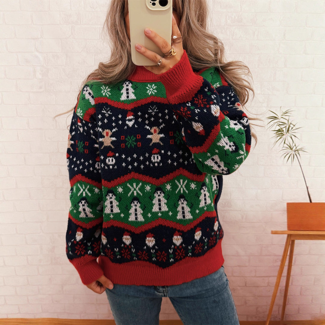 Damen Weihnachtspullover mit fröhlichem Motiv und lässigem Schnitt EB