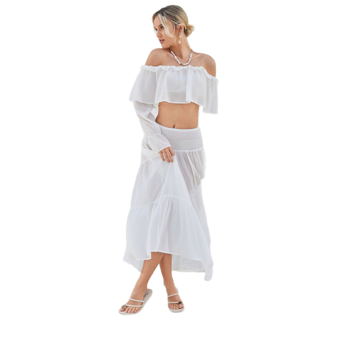 Damen lässiges Crop-Top und Maxirock Set EB
