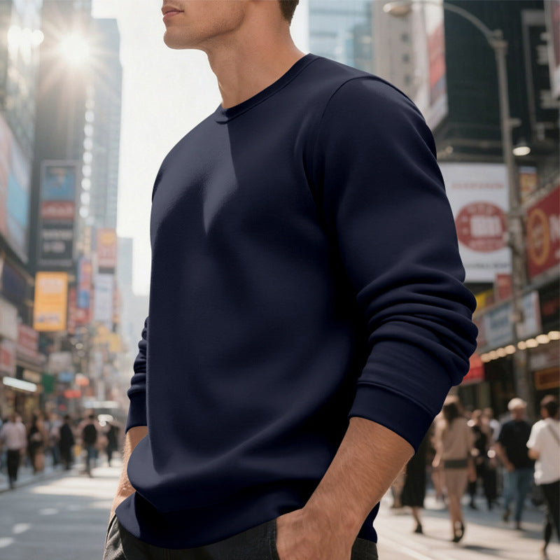 Herren nan weiches Rundhals-Sweatshirt aus Baumwollmix mit gerippten Bündchen und relaxed Fit EB