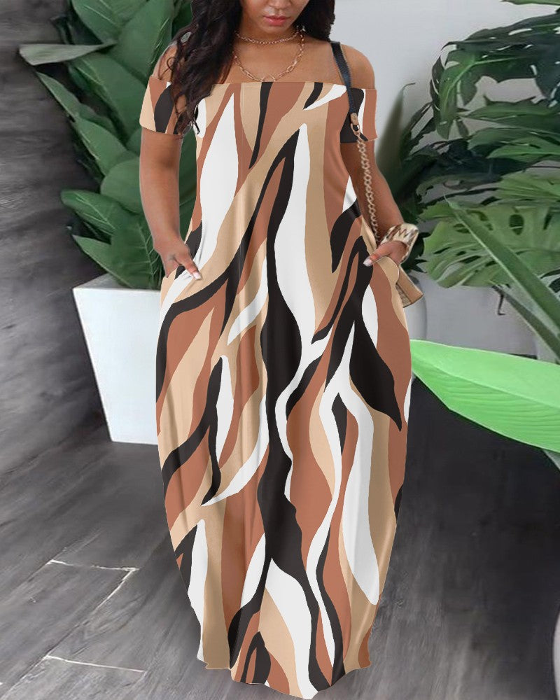 Damen Maxi-Kleid mit Off-Shoulder Design EB
