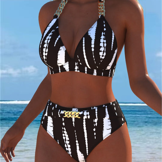 Damen Bikini mit luxuriösem Marmormuster und edlen Details EB