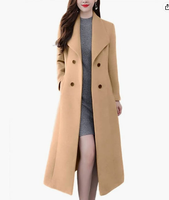 Damen Lange Wollmantel EB