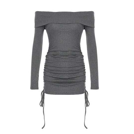 Damen Offshoulder-Langarmshirt mit Raffung und Schnürdetails EB