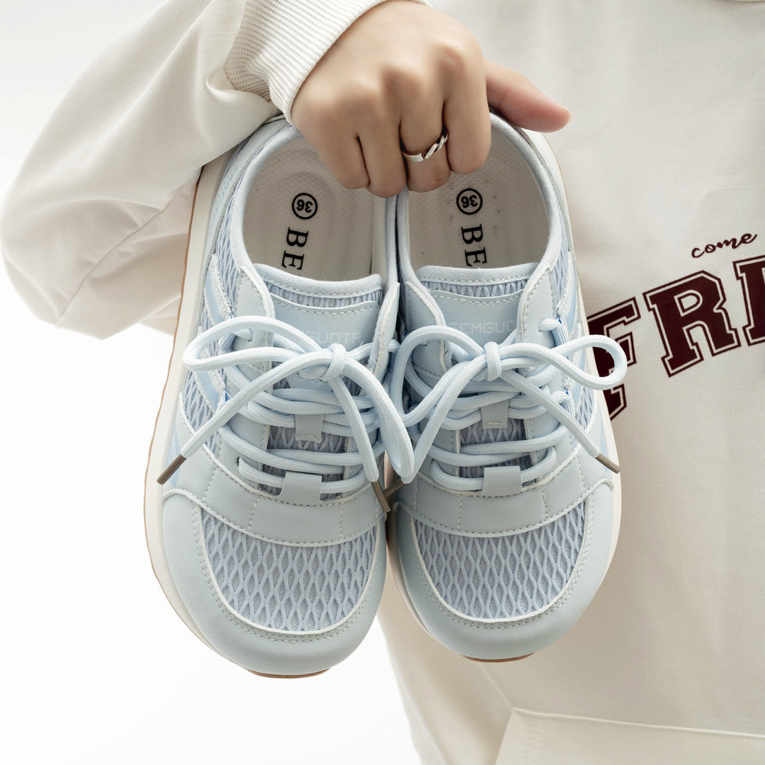 Damen Sportliche Mesh-Sneakers mit rutschfester Sohle und atmungsaktiven Einsätzen EB