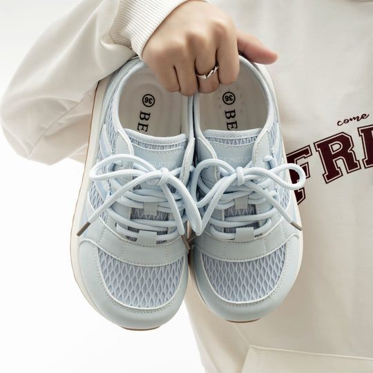 Damen Sportliche Mesh-Sneakers mit rutschfester Sohle und atmungsaktiven Einsätzen EB
